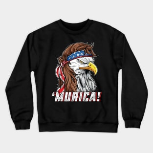 4th of July Eagle Mullet Murica American Flag USA Merica Crewneck Sweatshirt